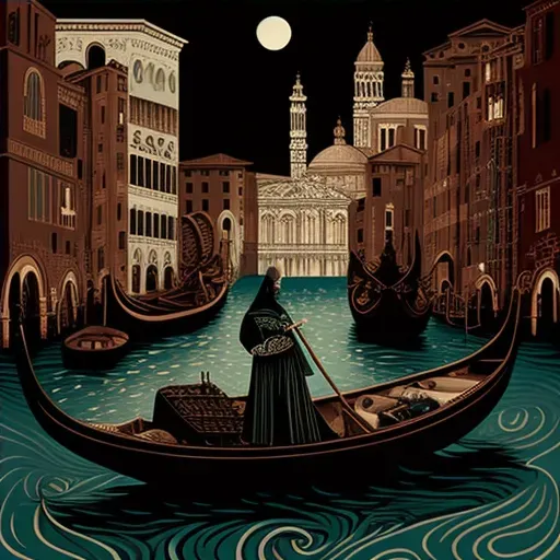 Image of a gondola on a river with Venetian and New York cityscapes in the background - Image 4