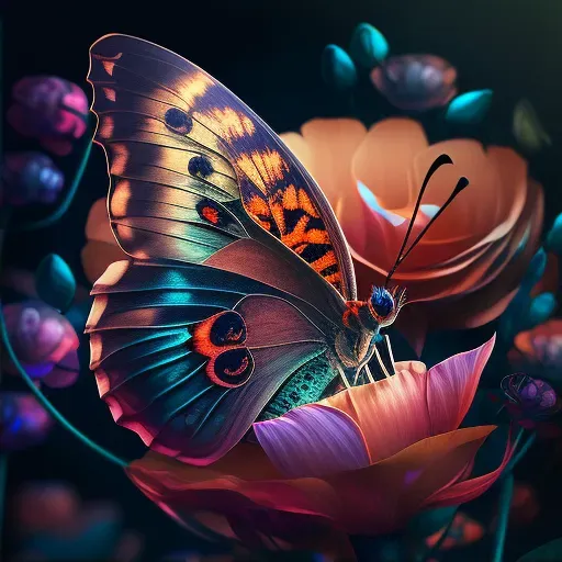 Image of a butterfly on a colorful flower - Image 2