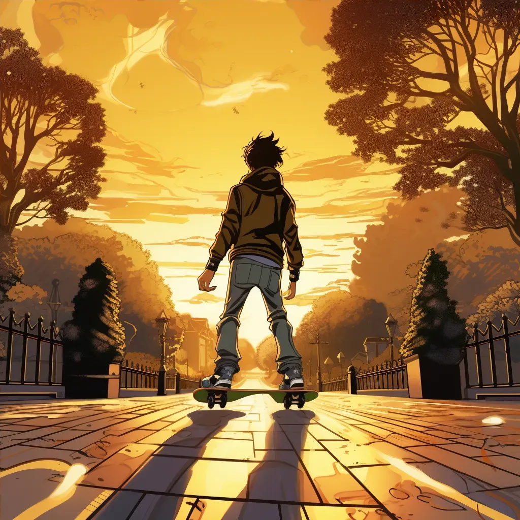 Teenager Skateboarding in Park at Sunset - Image Generated - Image 4