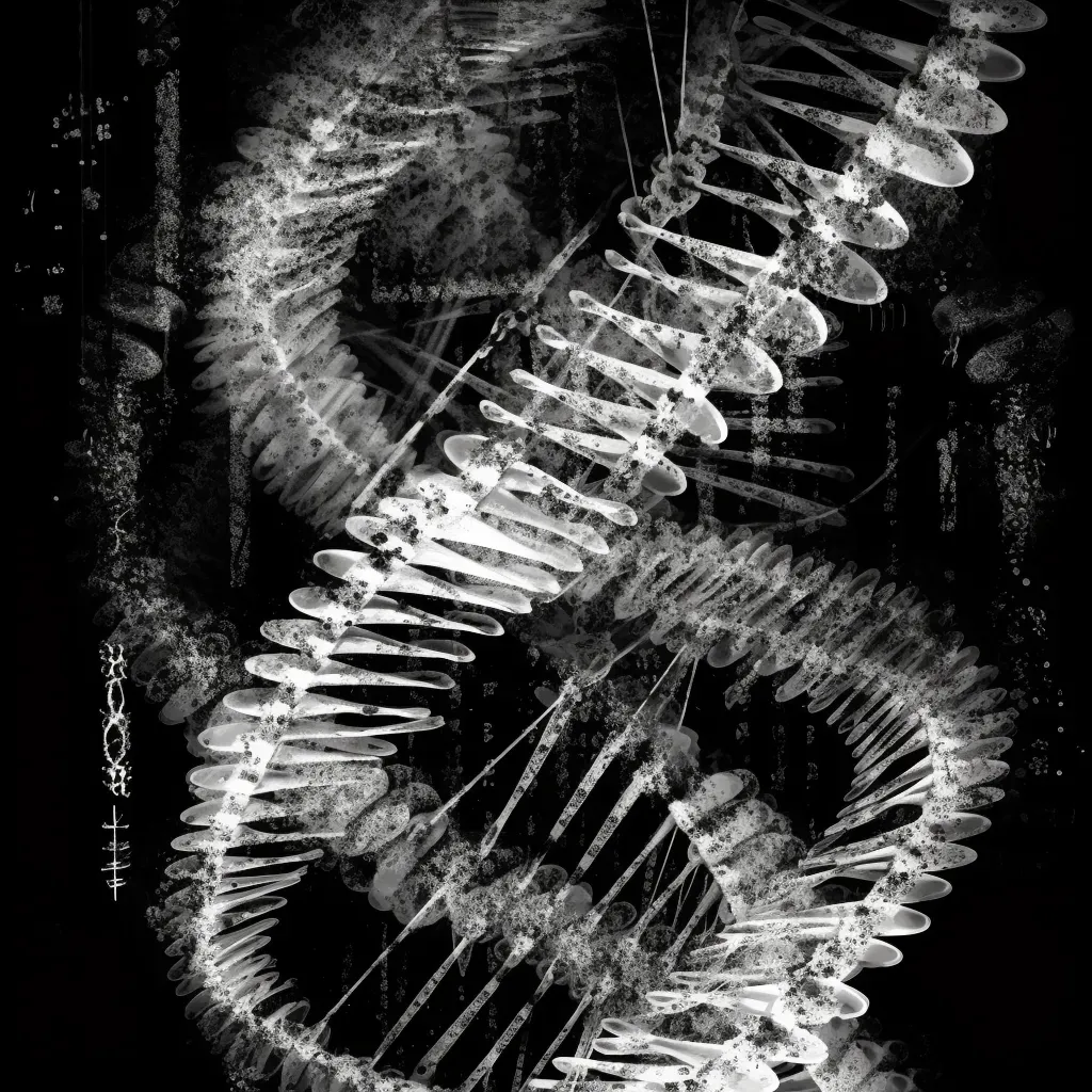 Illustration of ordered chaos of DNA strands twisted into a double helix. - Image 2