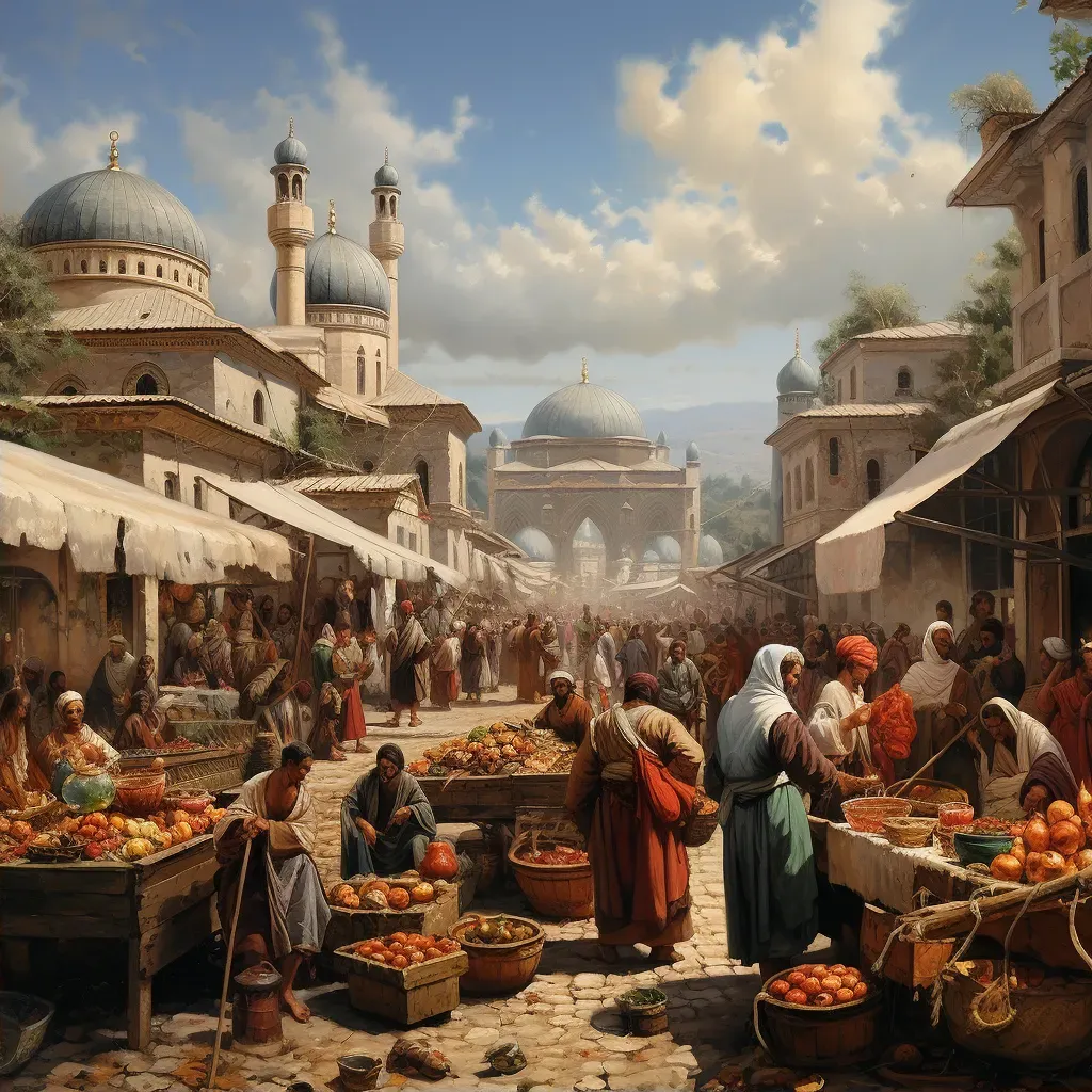 Market scene in the Byzantine Empire with a mix of cultures and goods - Image 2