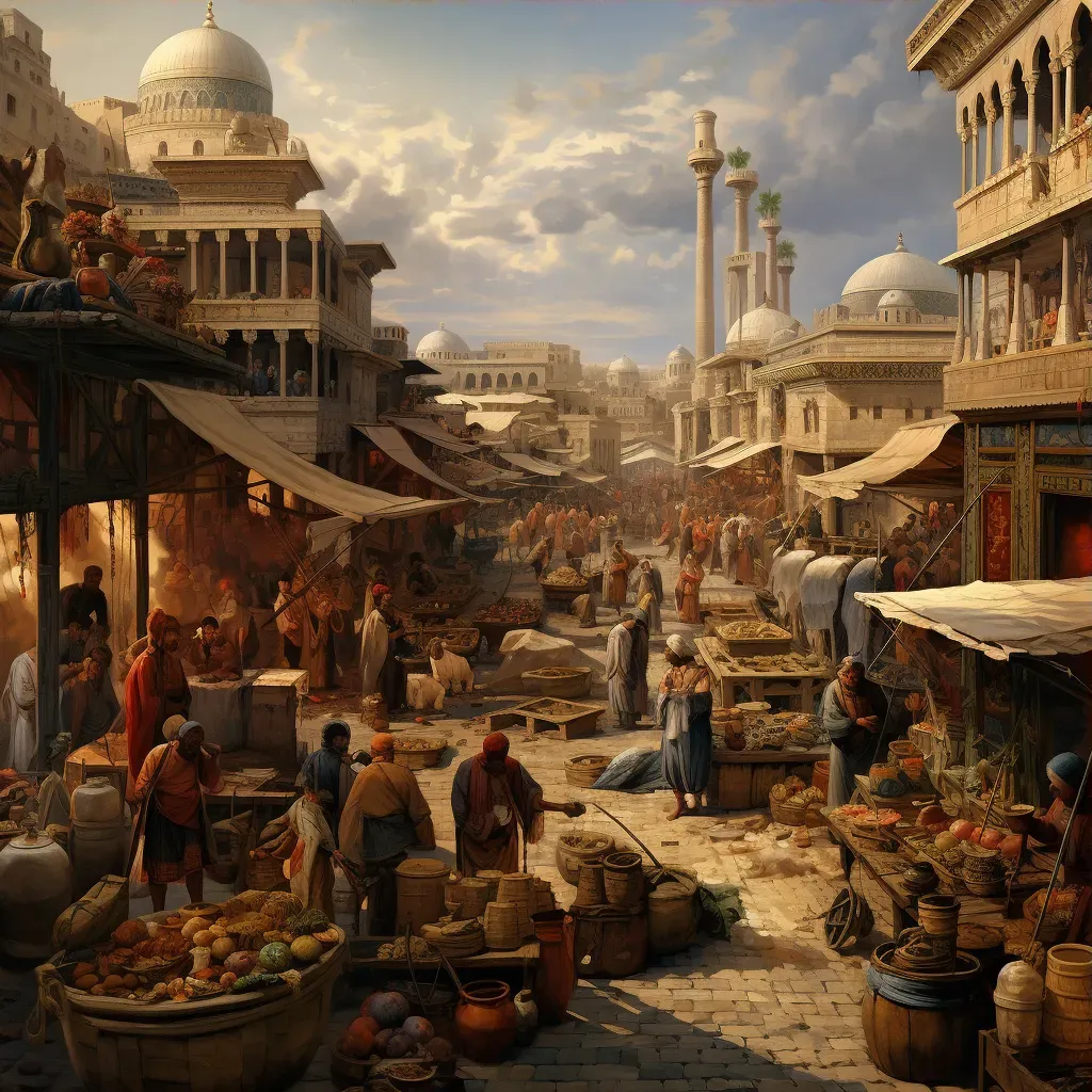 Market scene in the Byzantine Empire with a mix of cultures and goods - Image 3