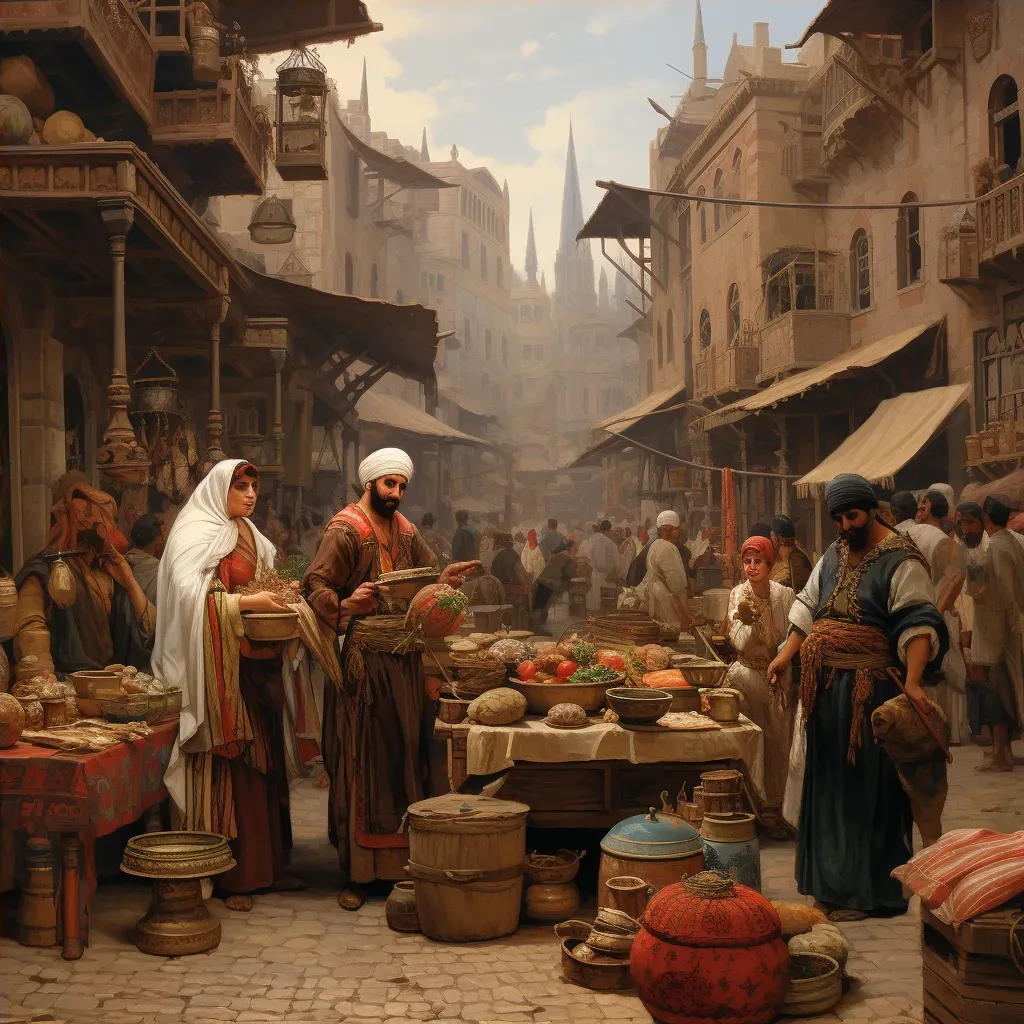 Market scene in the Byzantine Empire with a mix of cultures and goods - Image 4