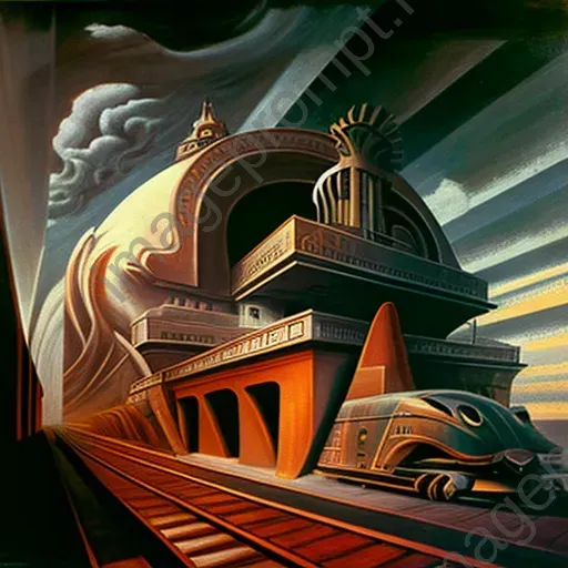 Image of a vintage railway station with futuristic twist - Image 1