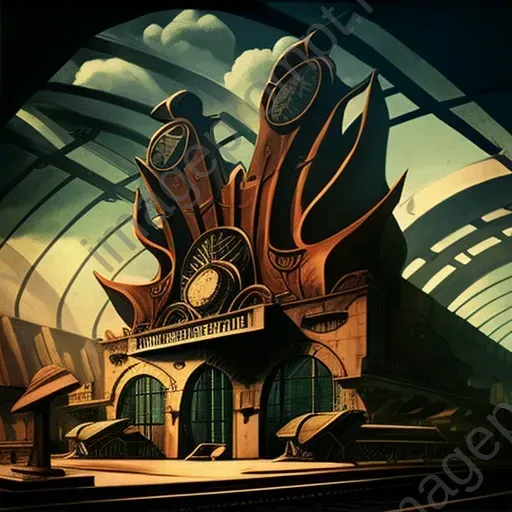 Image of a vintage railway station with futuristic twist - Image 2