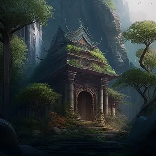 Serene mountain temple sanctuary - Image 1