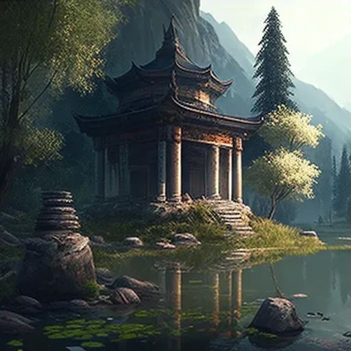 Serene mountain temple sanctuary - Image 3