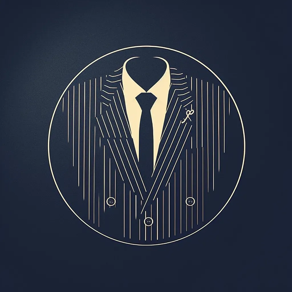 Sophisticated suit logo for bespoke tailoring house in navy and white - Image 1