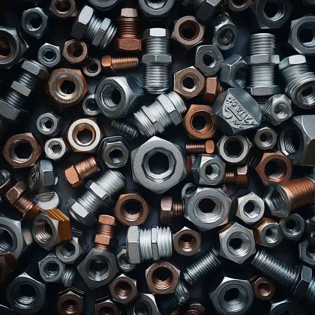 Metal nuts and bolts forming geometric patterns - Image 4