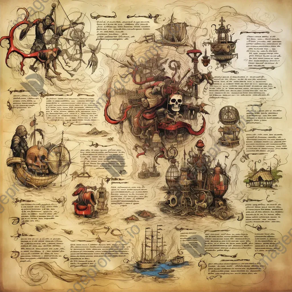 Old-world style cartography showcasing pirate