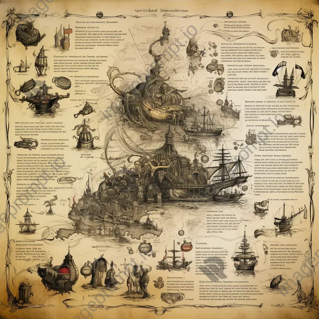 Old-world style cartography showcasing pirate