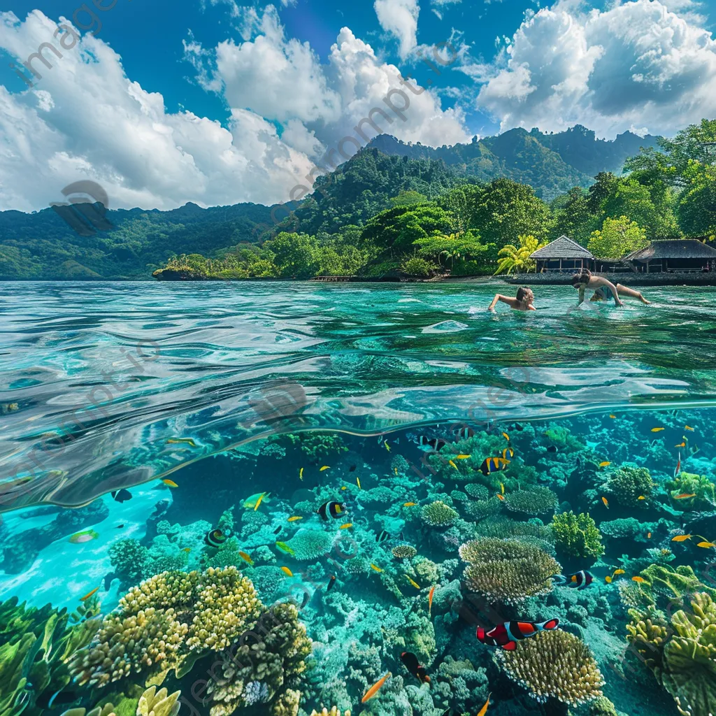 Couple snorkeling in clear waters - Image 4