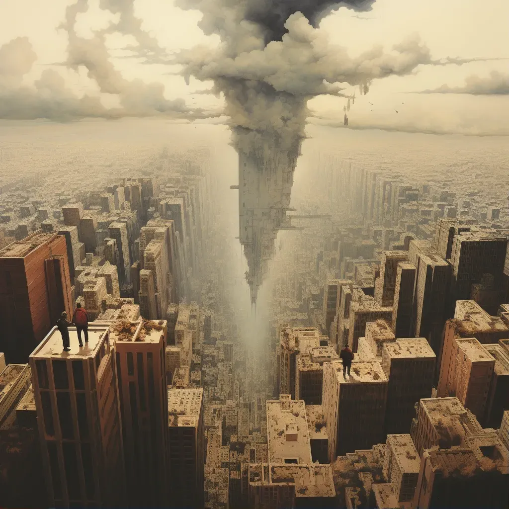 Upside-down city with buildings in the sky and people walking on the sky - Image 1