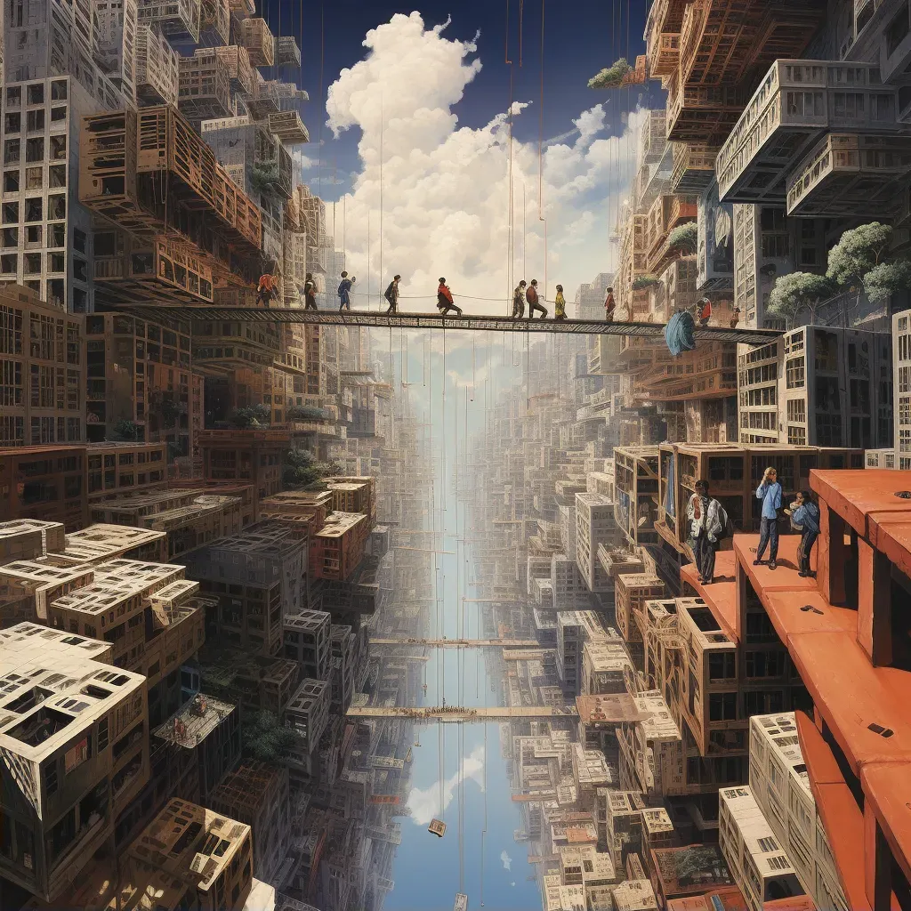 Upside-down city with buildings in the sky and people walking on the sky - Image 2