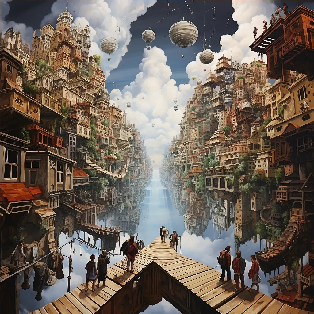 Upside-down city with buildings in the sky and people walking on the sky - Image 4