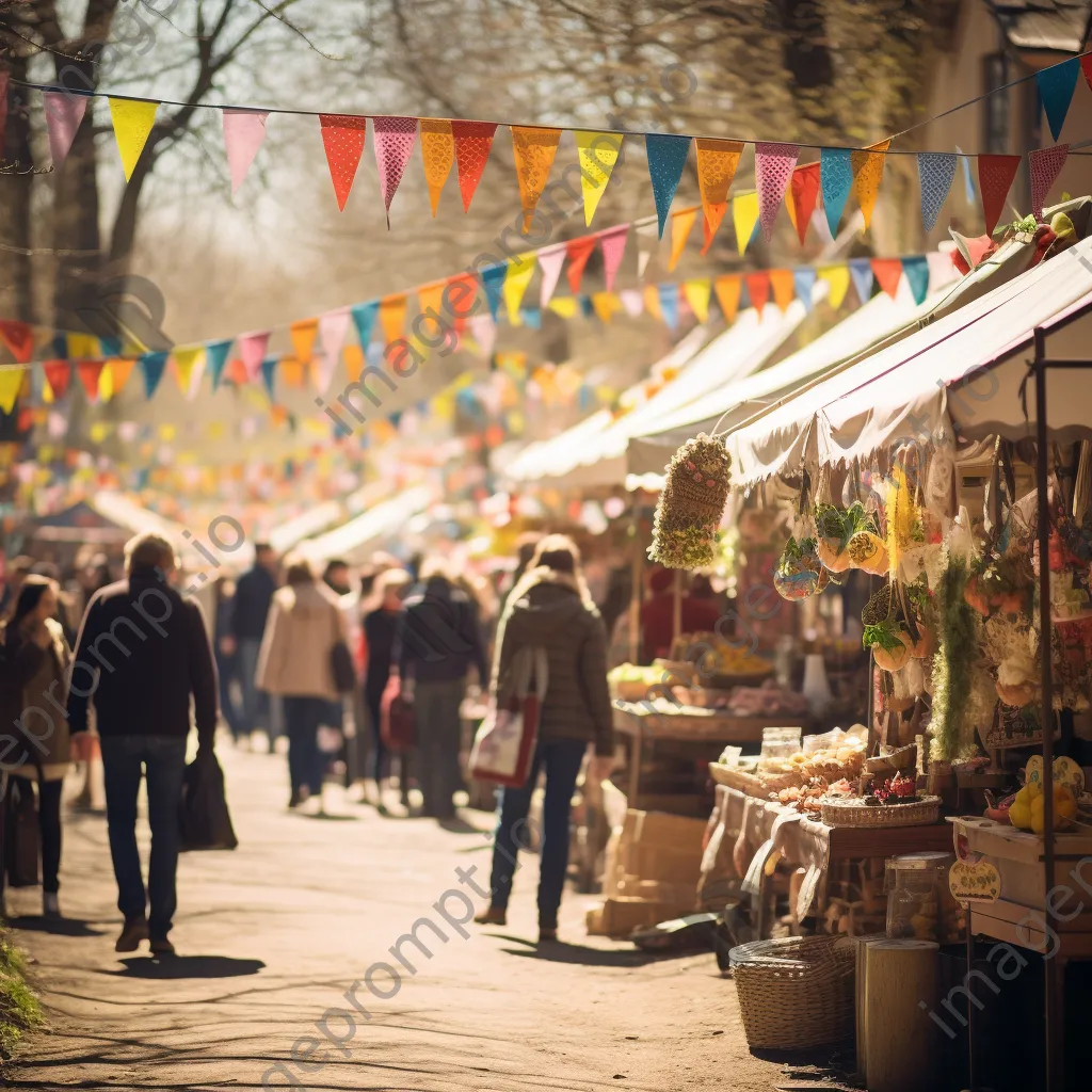 Vendors at a traditional Easter market with fresh produce and crafts - Image 1