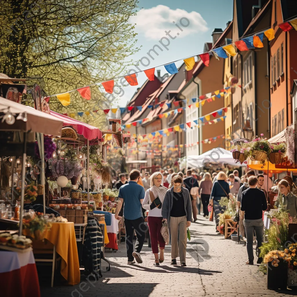 Vendors at a traditional Easter market with fresh produce and crafts - Image 2