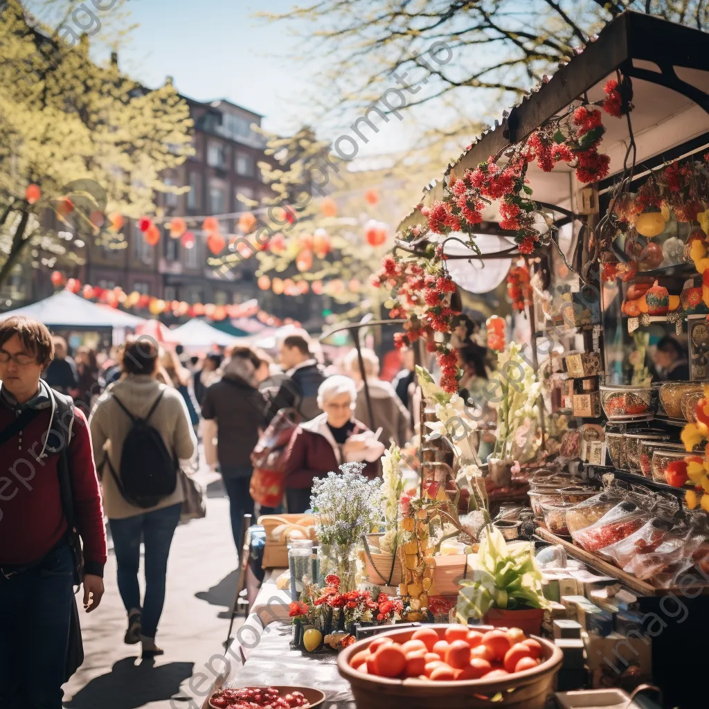 Vendors at a traditional Easter market with fresh produce and crafts - Image 3