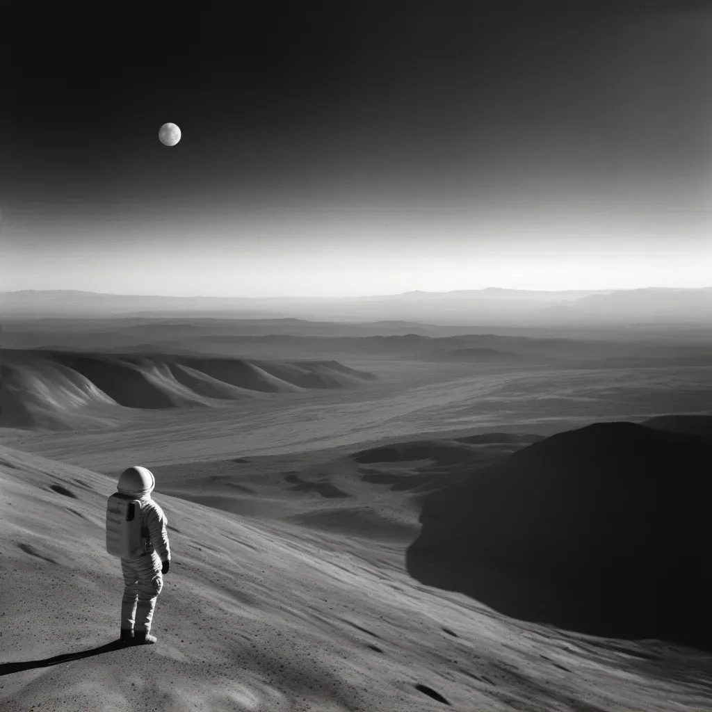 Lone astronaut floating in space gazing at a distant planet - Image 2