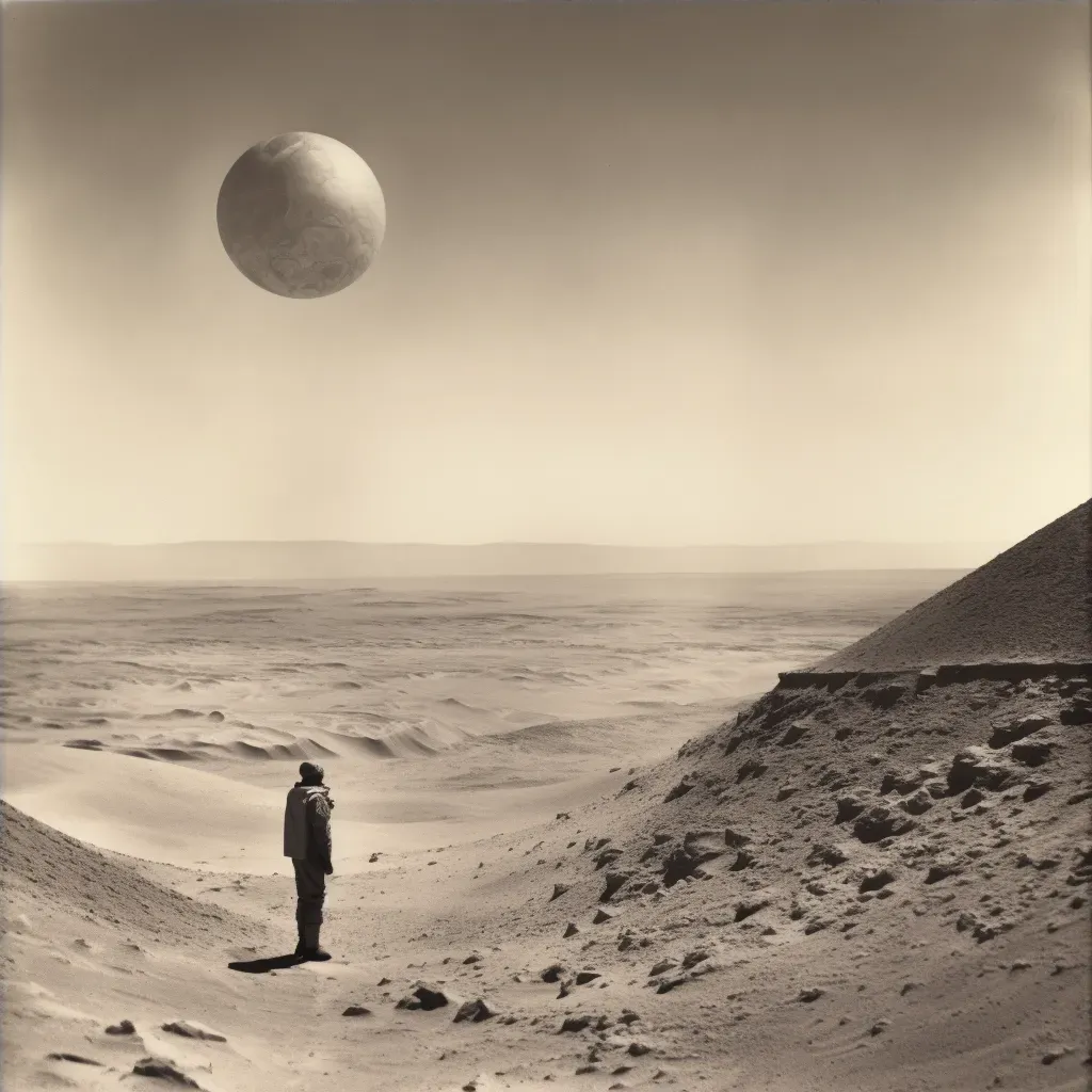 Lone astronaut floating in space gazing at a distant planet - Image 4