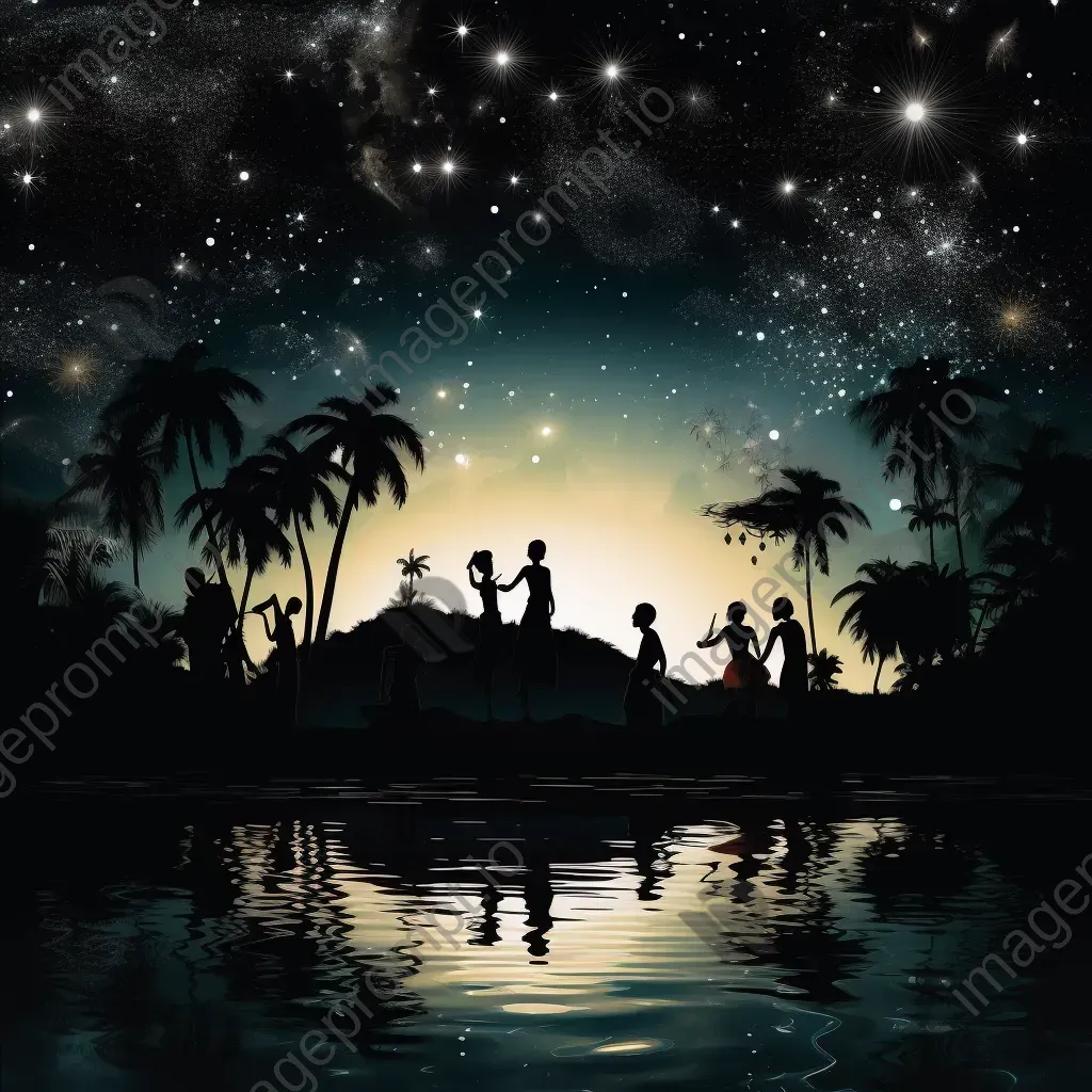 Stark silhouette style painting of Yoruba Orishas against a starry backdrop - Image 4