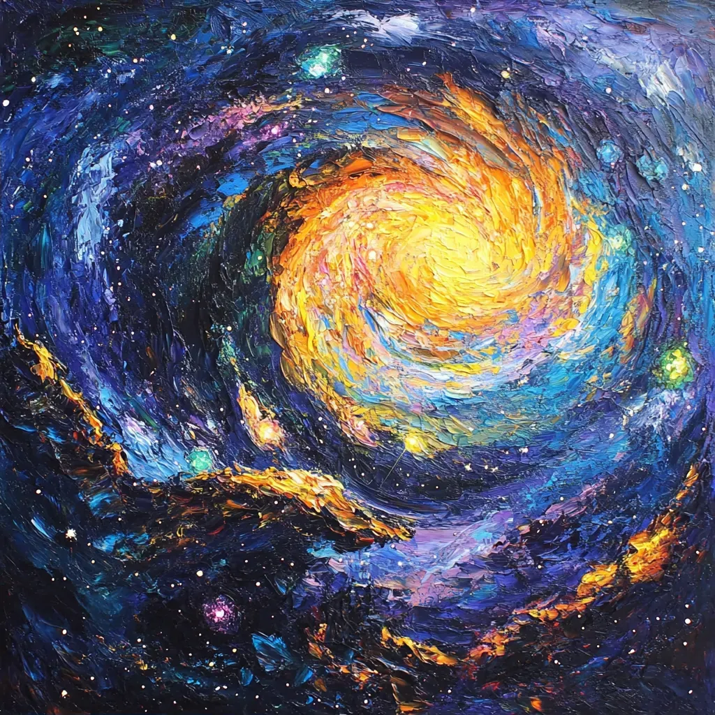 Vibrant, pulsing nebula painted with palette knife technique on canvas, evoking the birthplace of stars - Image 2