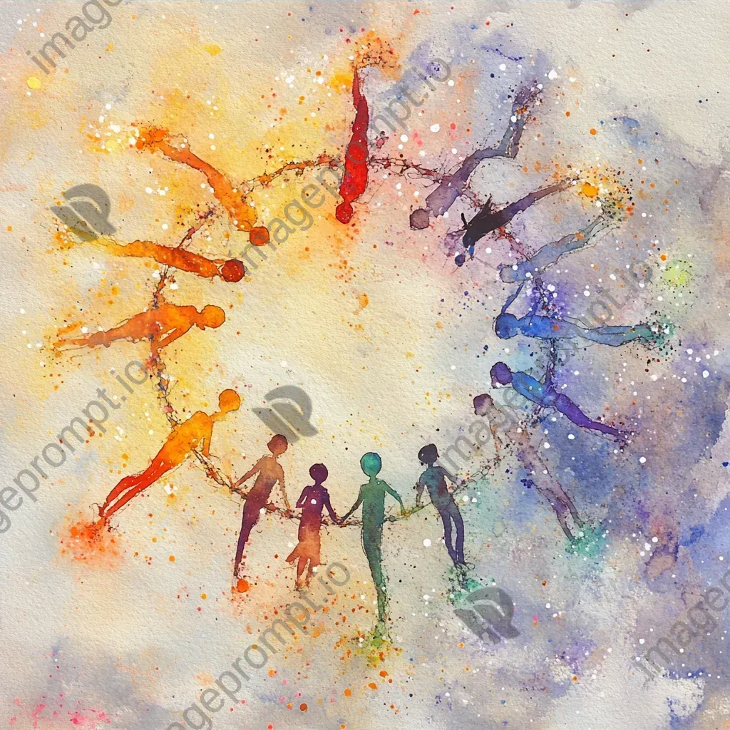 Ethereal watercolor painting of a community forming a zodiac constellation - Image 3