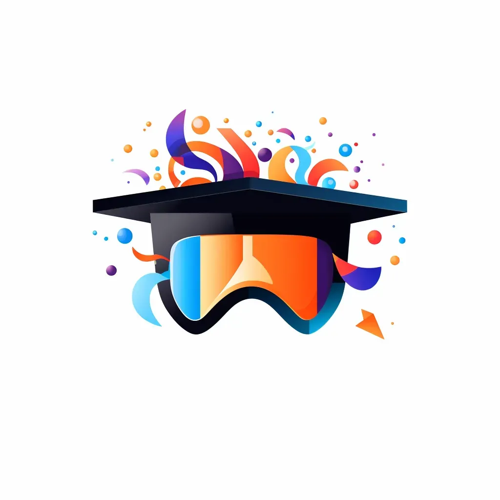 Playful and colorful logo with a VR headset icon in orange and blue - Image 3