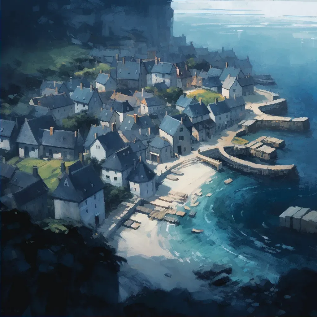 Coastal village with white houses by deep blue sea - Image 2