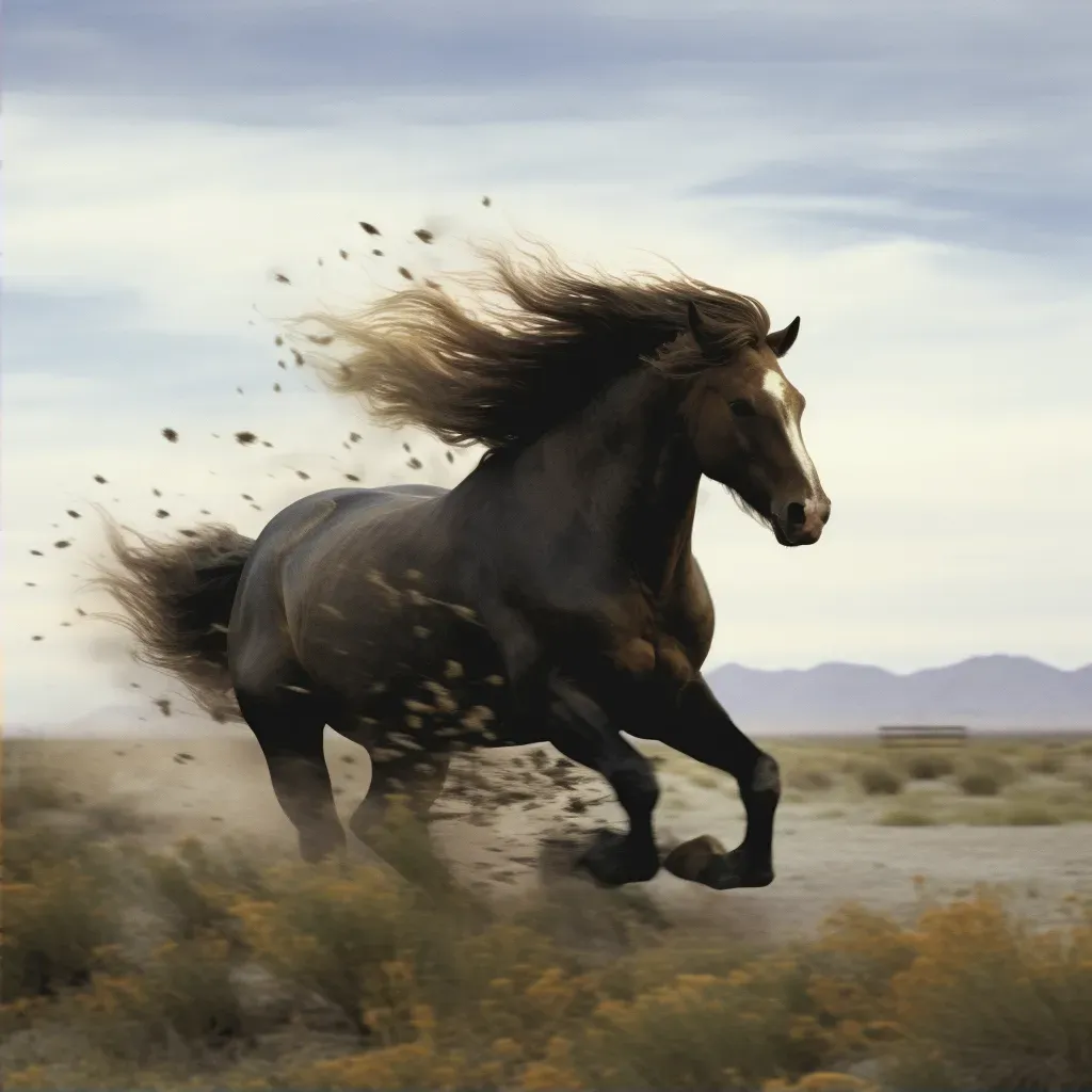 Image of a wild horse galloping in a meadow - Image 2