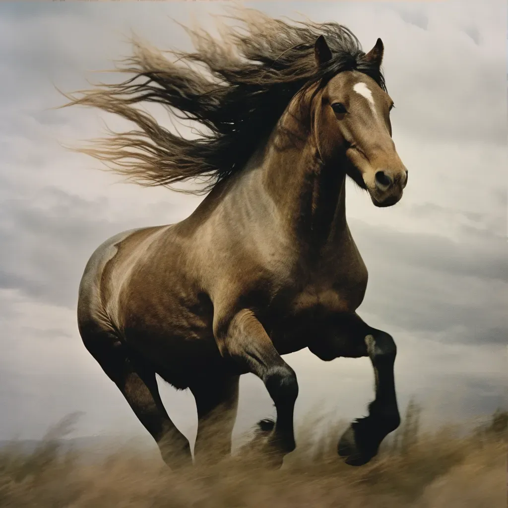 Image of a wild horse galloping in a meadow - Image 3