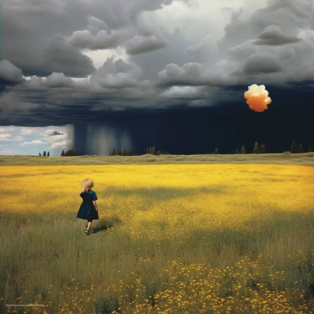 Storm cloud over sunny meadow creating a dramatic contrast - Image 4