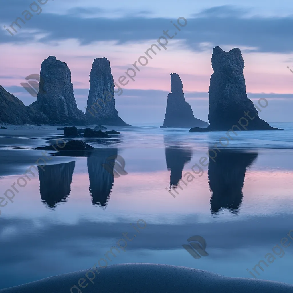 Coastal sea stacks at dusk with pastel colors - Image 3