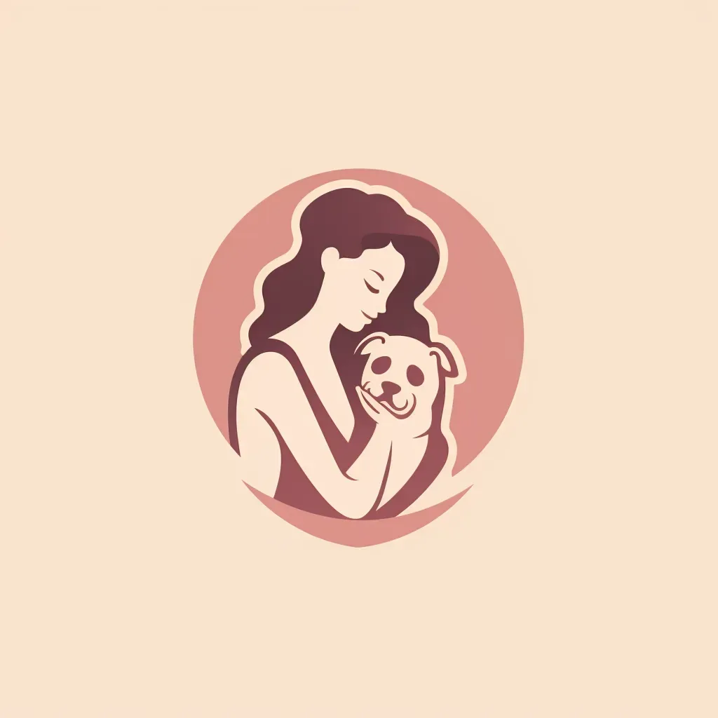 Minimalist logo with an outline of a person hugging a dog, creating a heart shape. - Image 1