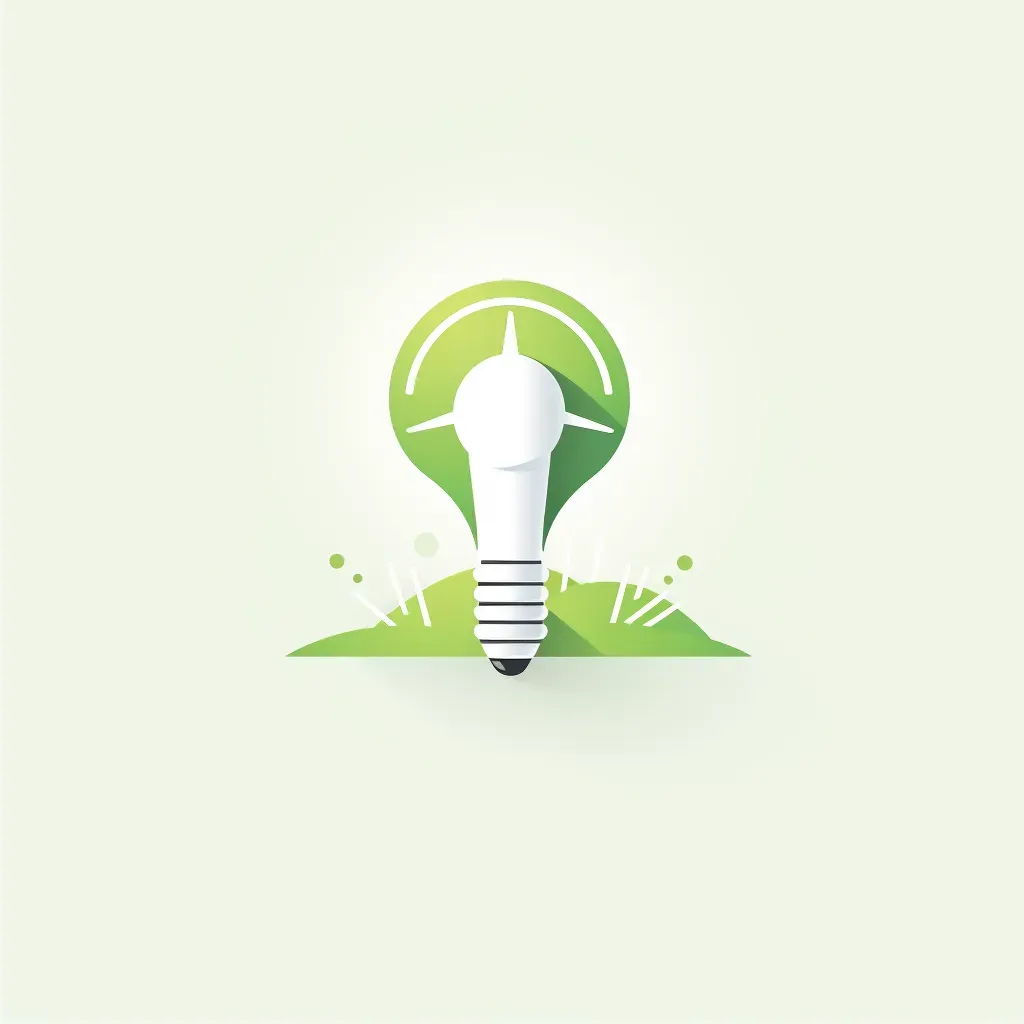 Minimalist logo with a wind turbine silhouette transforming into a light bulb, in green and white. - Image 2