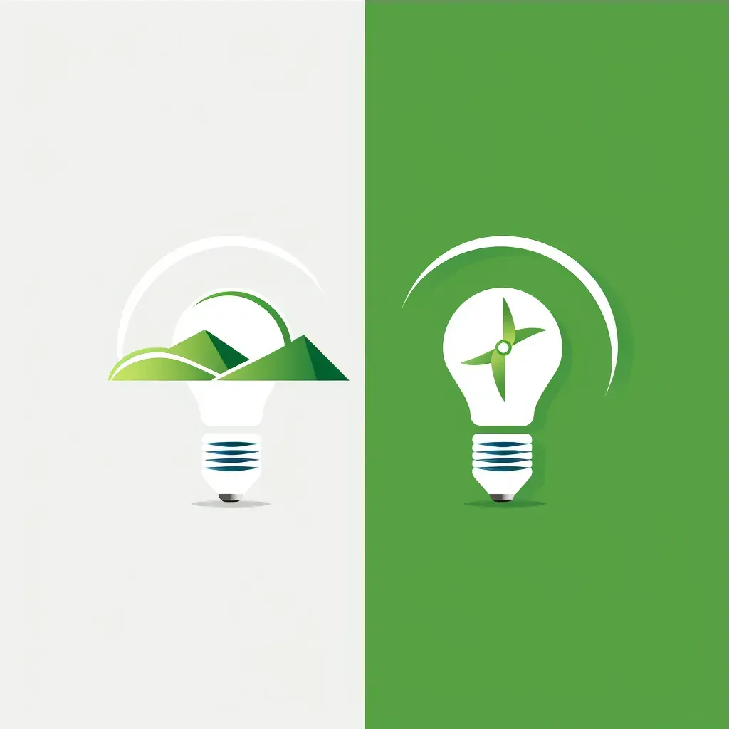 Minimalist logo with a wind turbine silhouette transforming into a light bulb, in green and white. - Image 3