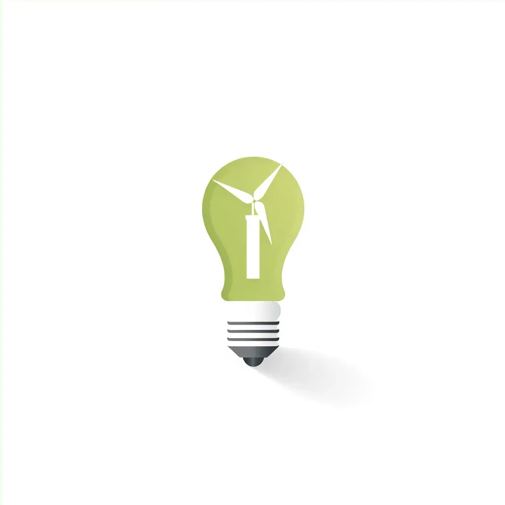 Minimalist logo with a wind turbine silhouette transforming into a light bulb, in green and white. - Image 4