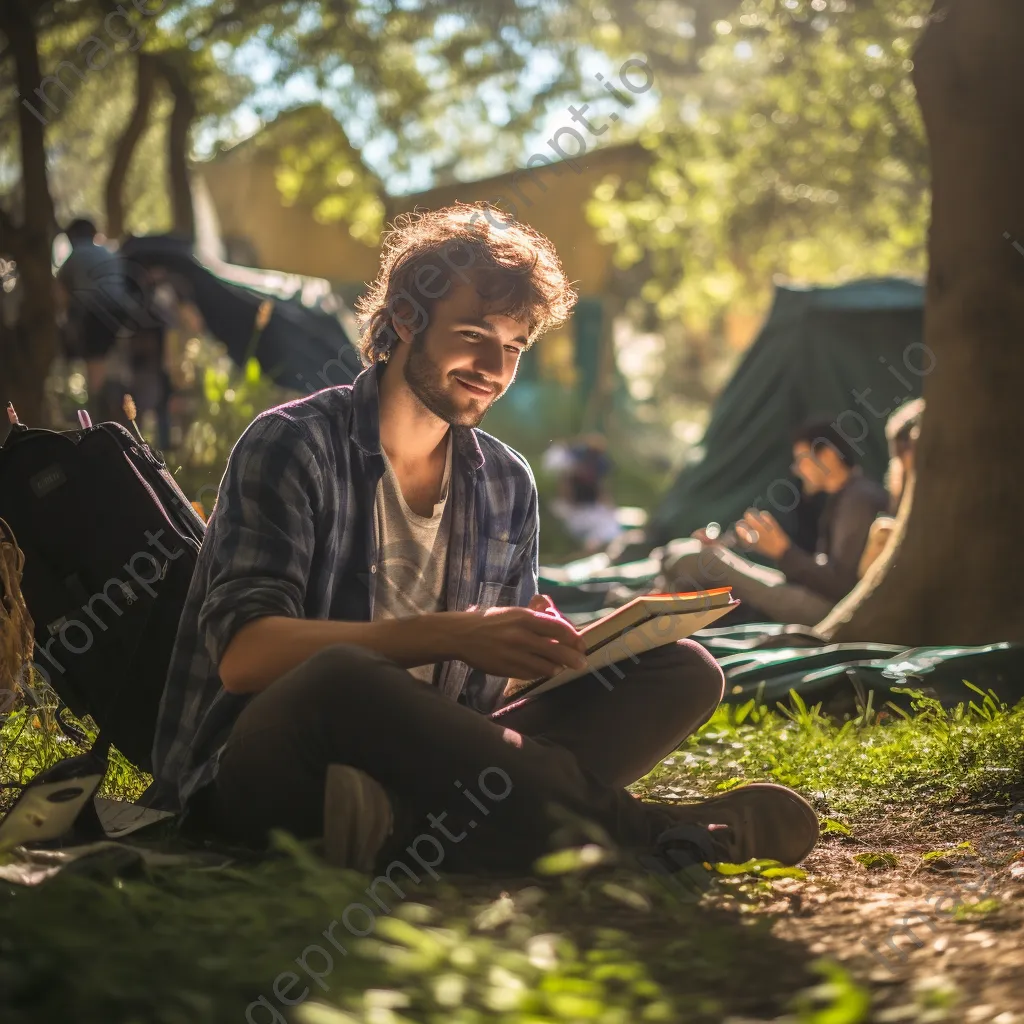 Freelancer sketching outdoors in a sunlit park - Image 4