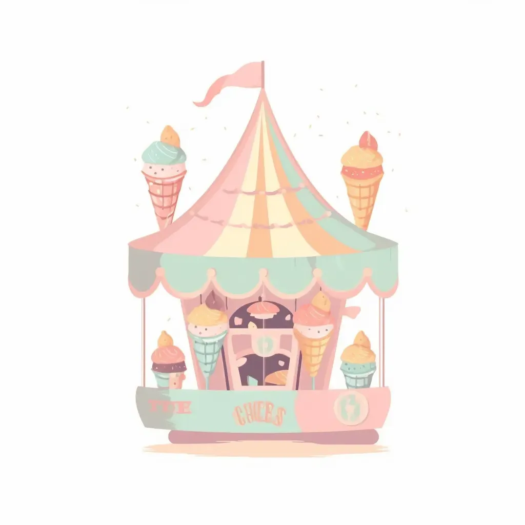 Pastel Ice Cream Parlor Logo with whimsical ice cream cone carousel - Image 1