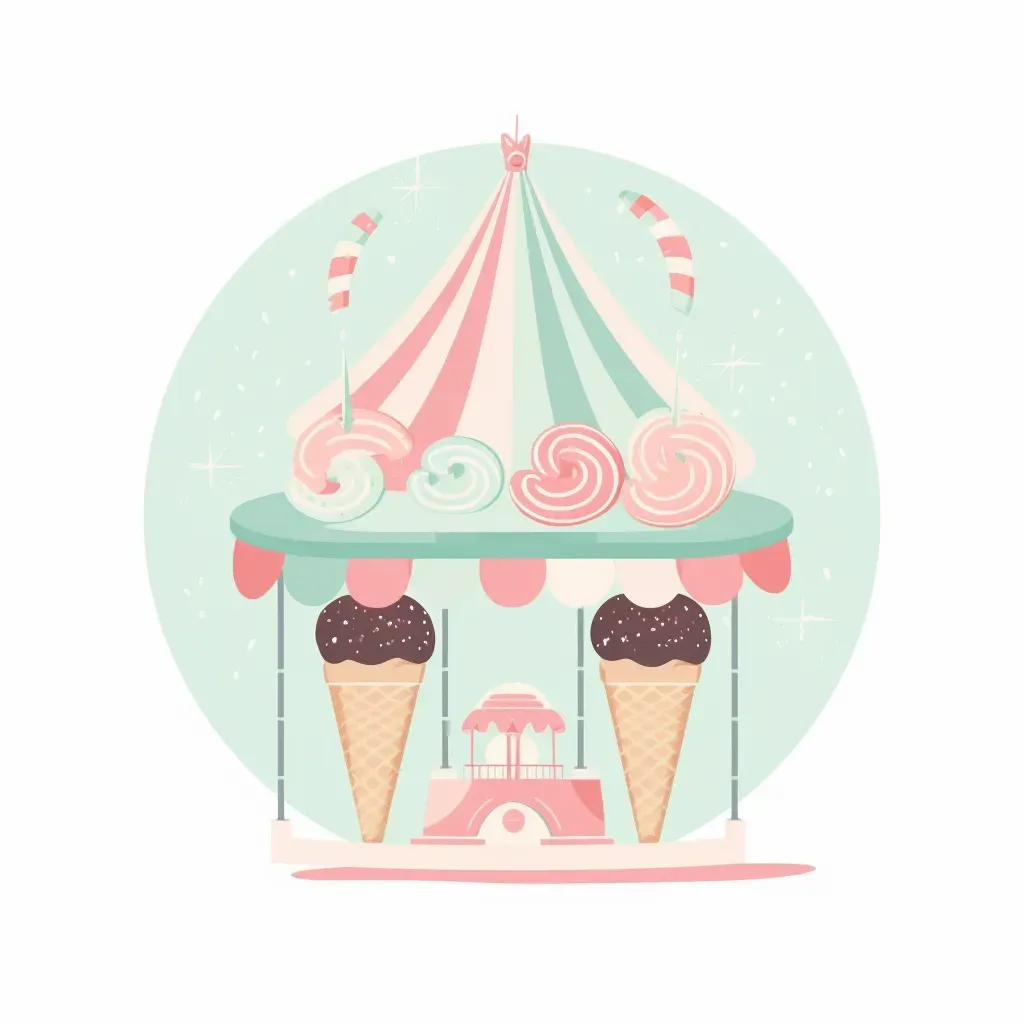 Pastel Ice Cream Parlor Logo with whimsical ice cream cone carousel - Image 3