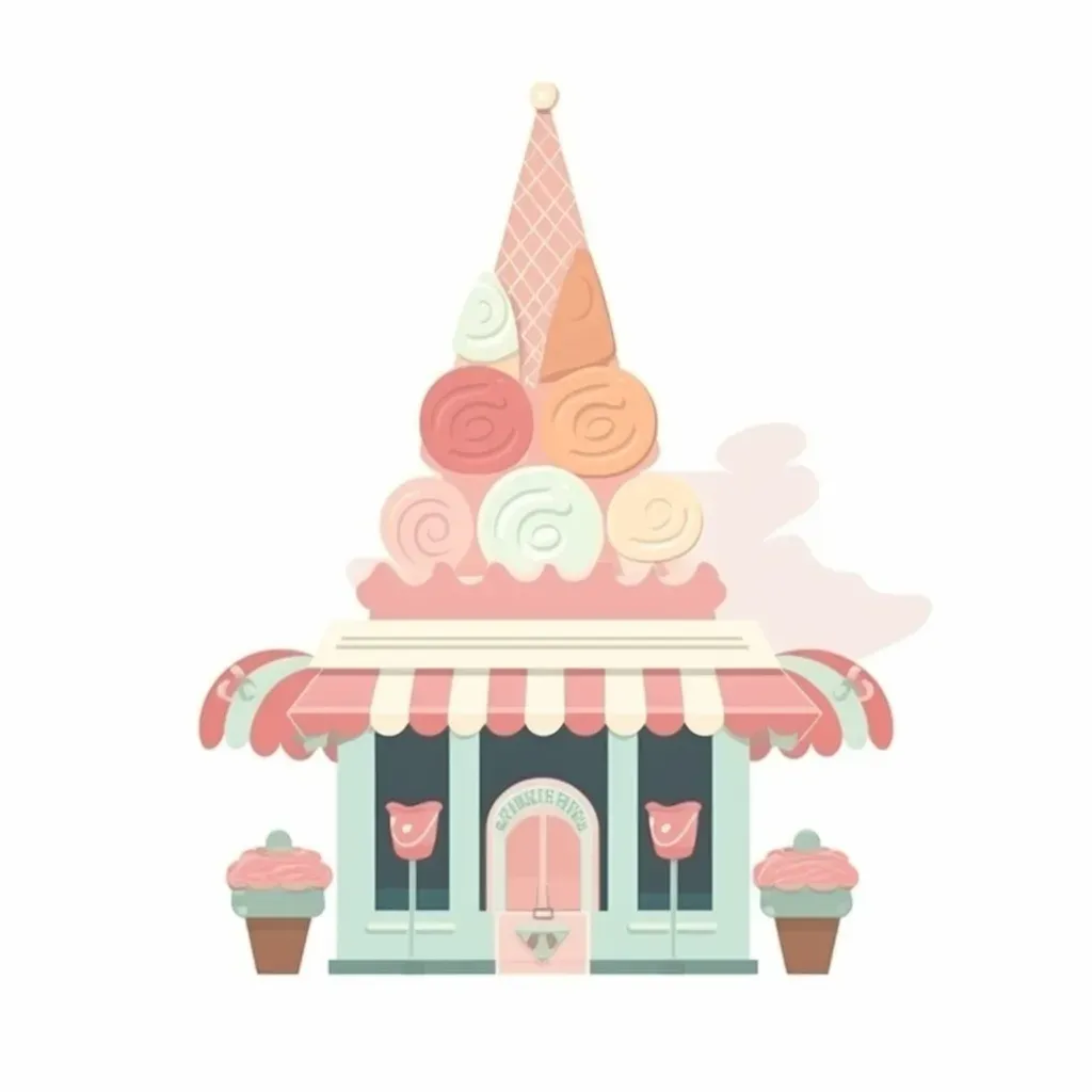 Pastel Ice Cream Parlor Logo with whimsical ice cream cone carousel - Image 4