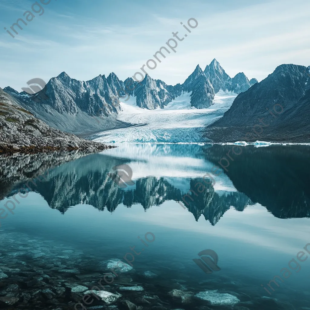 Reflection of a glacier in crystal-clear waters - Image 1