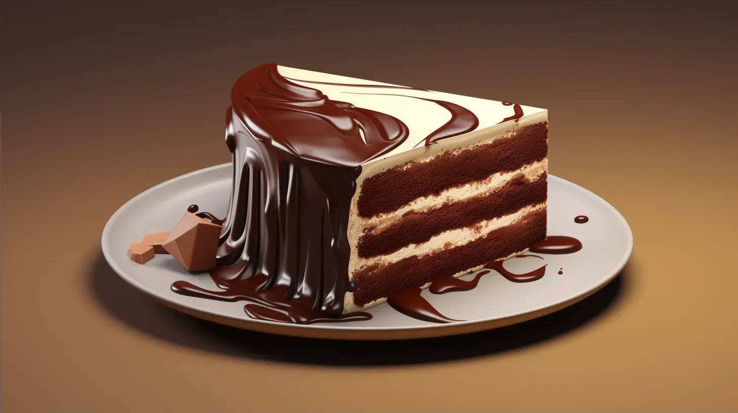 Delicious chocolate cake slice in low poly style with creamy details - Image 2