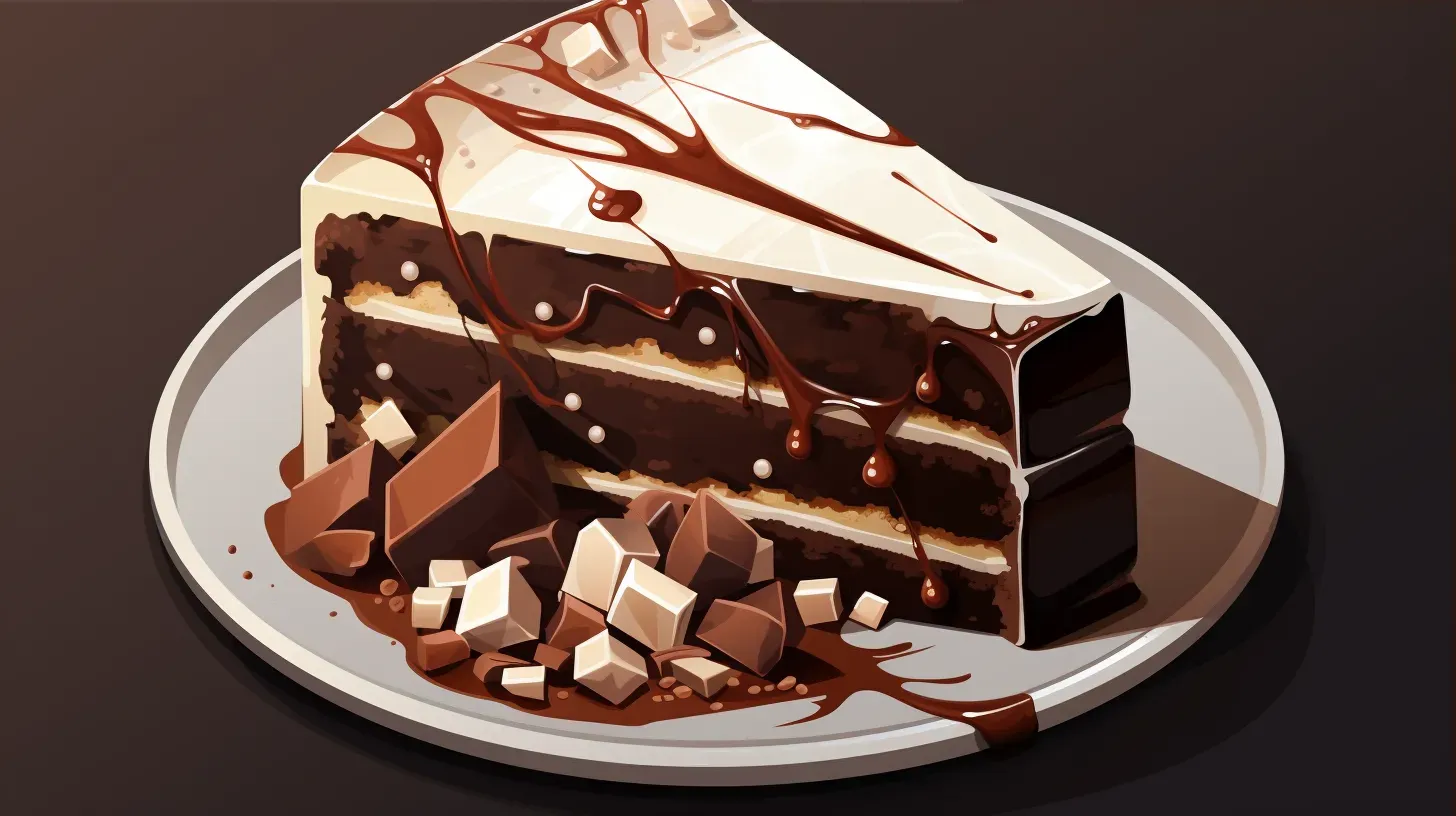 Delicious chocolate cake slice in low poly style with creamy details - Image 3