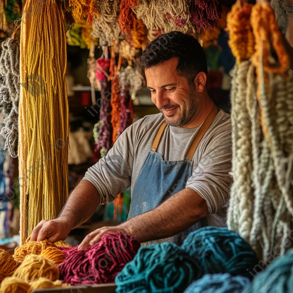 Artisan dyeing wool with natural ingredients in a rustic workshop - Image 3