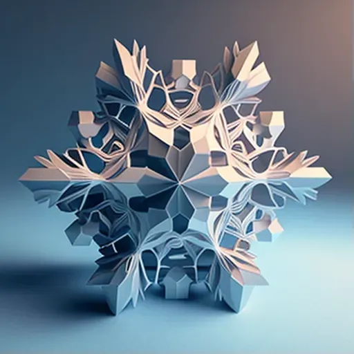 Micro perspective of snowflake with geometric patterns - Image 1