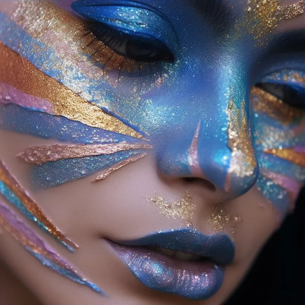 Extreme close-up of opal-inspired makeup look with iridescent shades - Image 3