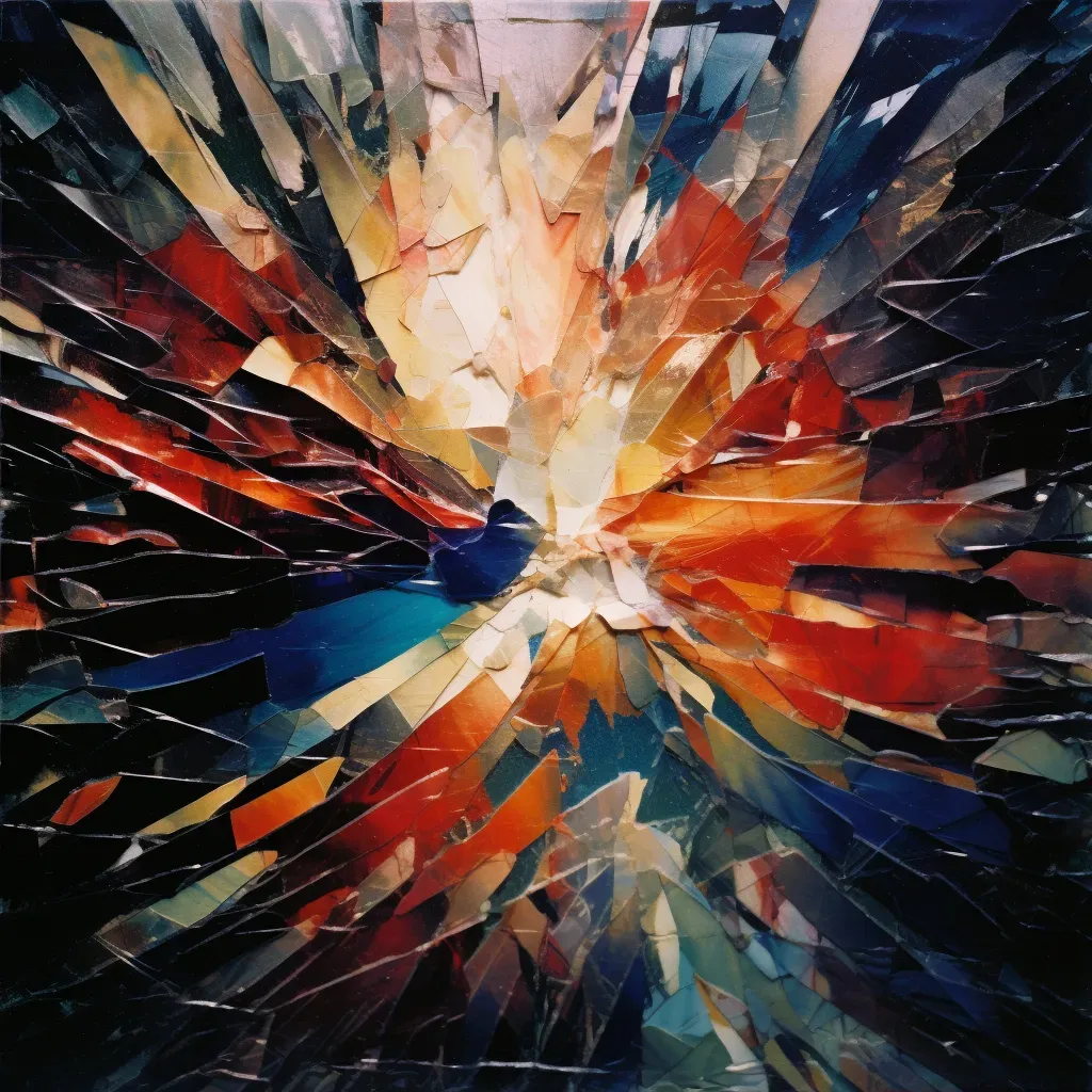 Whirlwind of colorful shards replicating a kaleidoscope