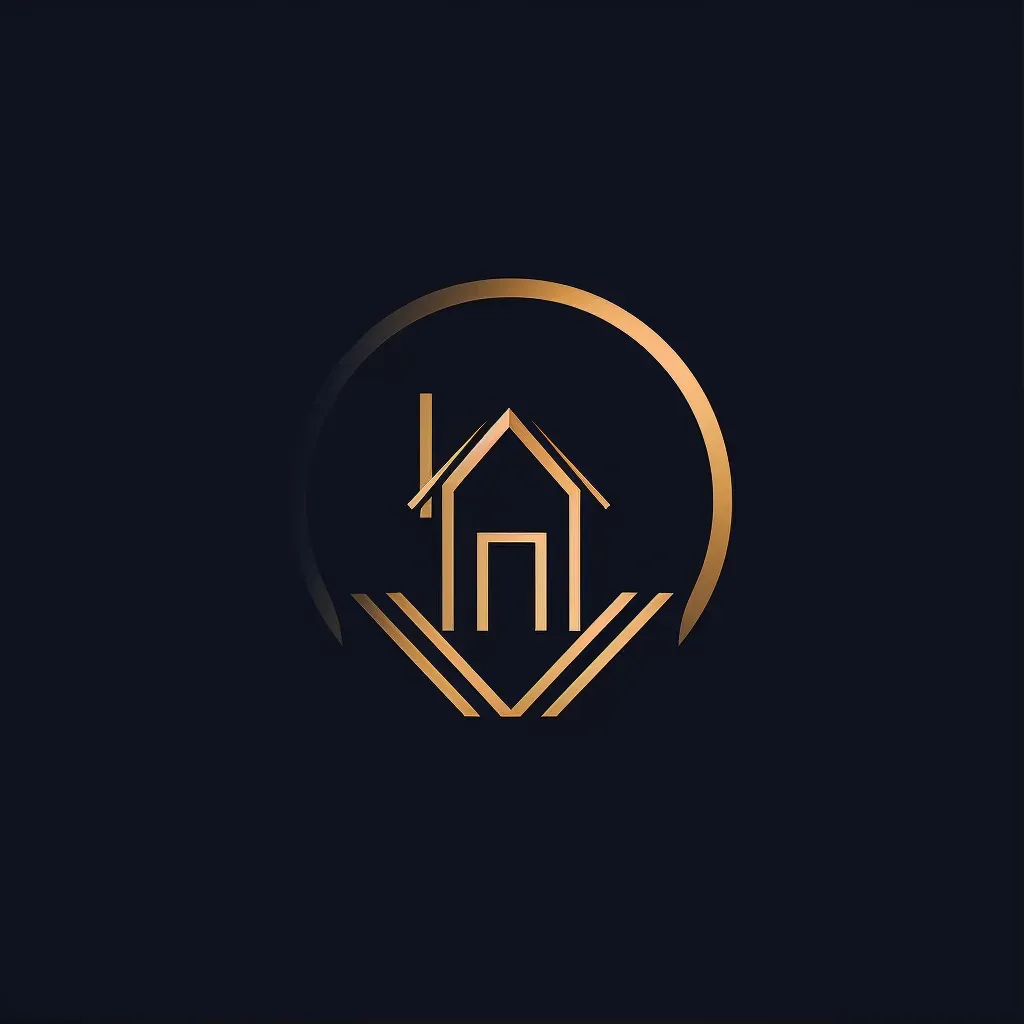 Elegant and sophisticated logo with a smart home icon in gold and black - Image 1