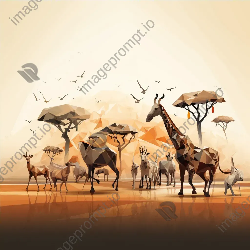 Low Poly wildlife migration with animals rendered in earth tones - Image 4